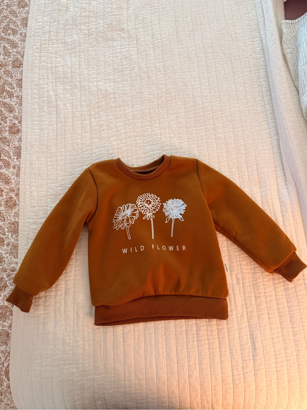 EUC - SHEIN 4Y Kids Wild Flower Pullover Sweatshirt - Rust